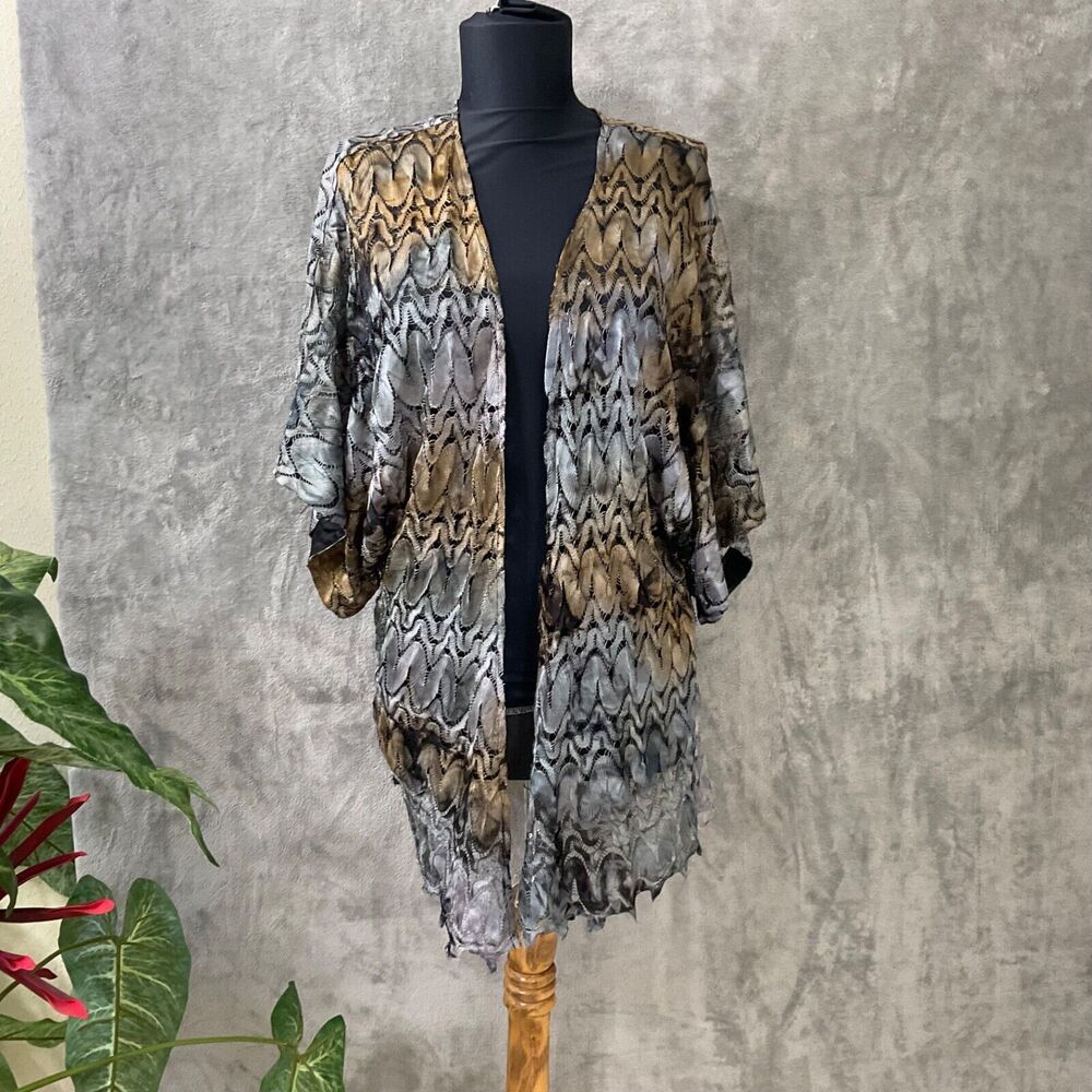 Ogle Silky Cardigan Sweater women’s Medium open front Office Fall